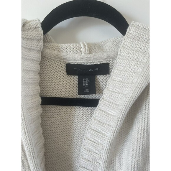 Tahari cream & Orange Colorblock Striped Ombre Hooded Cardigan, Size M - Picture 4 of 4